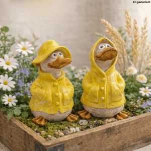 Dekohelden24 2er Set Dekofiguren Ente Deko Enten Entenfiguren Gartenfigur Ente L/B/H 6 x 6 x 11 cm