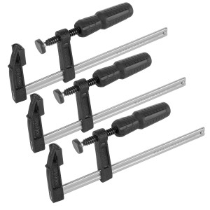 Set aus 3 STAHLWERK Schraubzwingen, 50x200 mm, ideal zum Fixieren von Werkstücken.