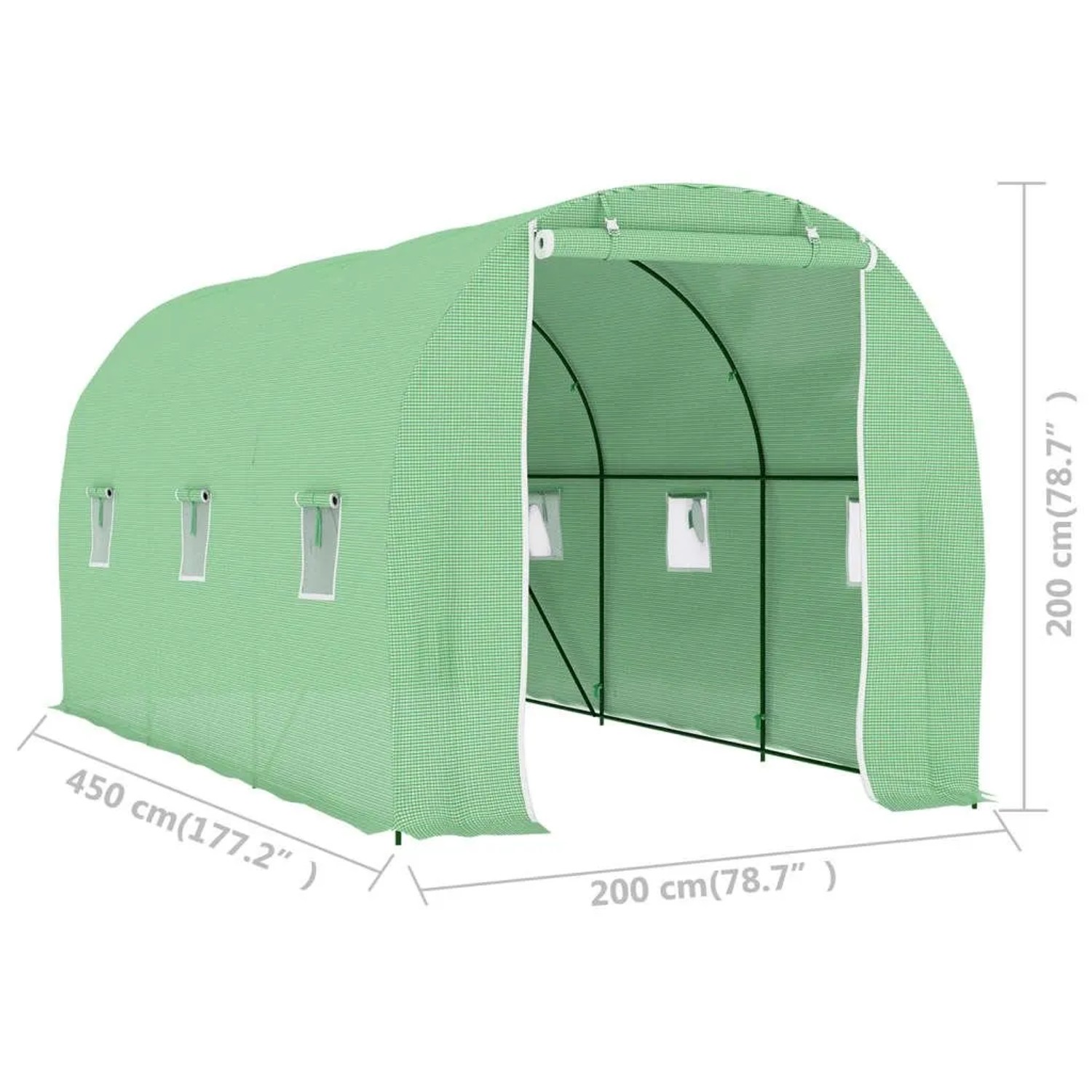 vidaXL Gewächshaus 9 m² 4,5x2x2 m 48165_11