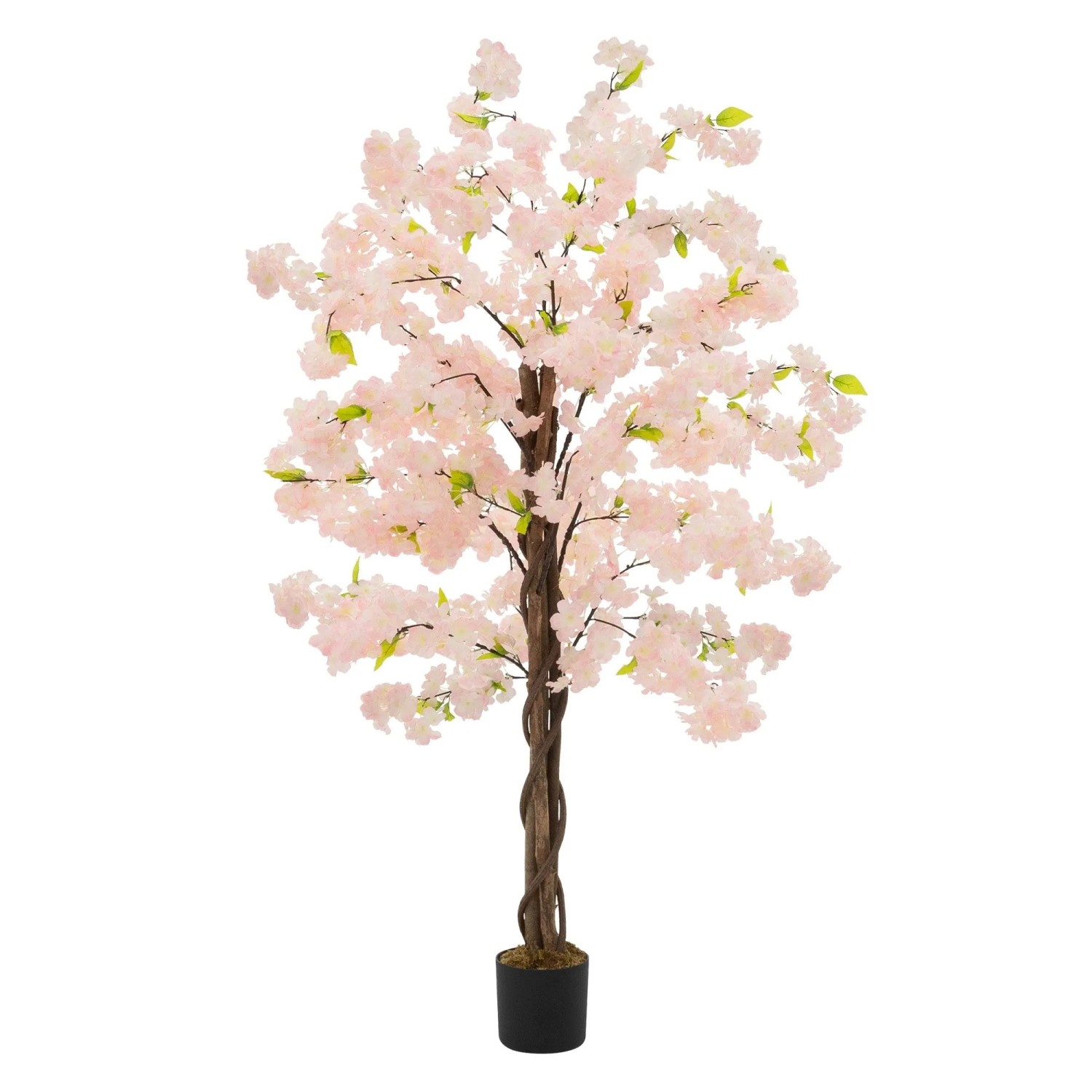 ML-Design Künstlicher Kirschblütenbaum 150 cm Rosa mit Naturholzstamm