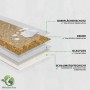 Detailaufnahme: KARAT CV-Belag Kyara 620M Vinylboden in Naturkork-Optik, Schichtaufbau mit Oberflächenschutz.