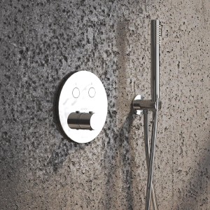 Kronenbach Unterputz Thermostat für 2 Verbraucher mit runder Chrom Ausführung und Smart Push Funktion.