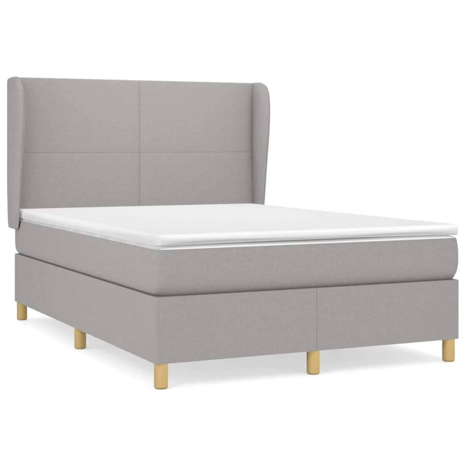 vidaXL Boxspringbett Boxspringbett mit Matratze Hellgrau 140x190 cm Stoff B günstig online kaufen