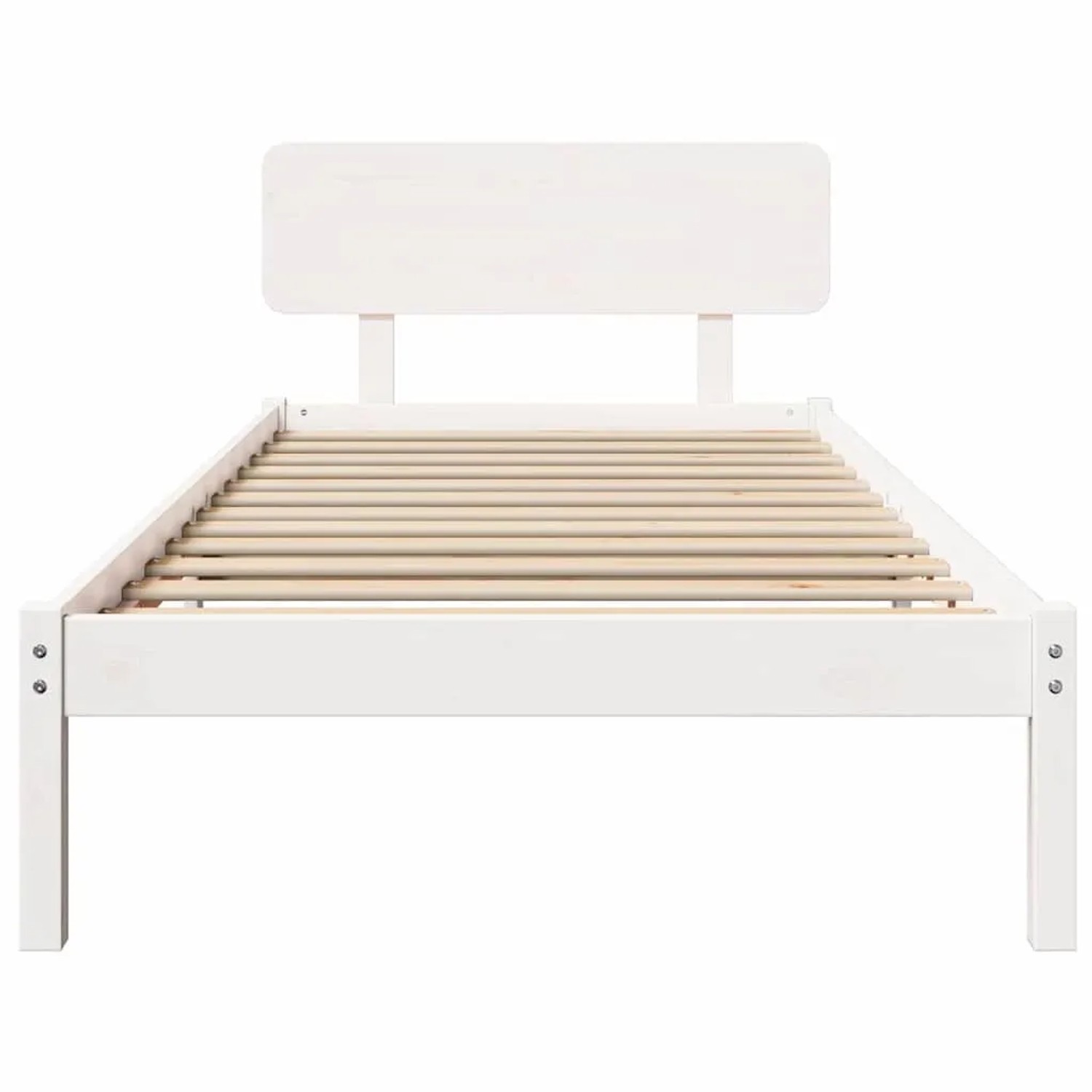 vidaXL Bettrahmen mit Kopfteil Weiß 75 x 190 cm Massives Kiefernholz 872132