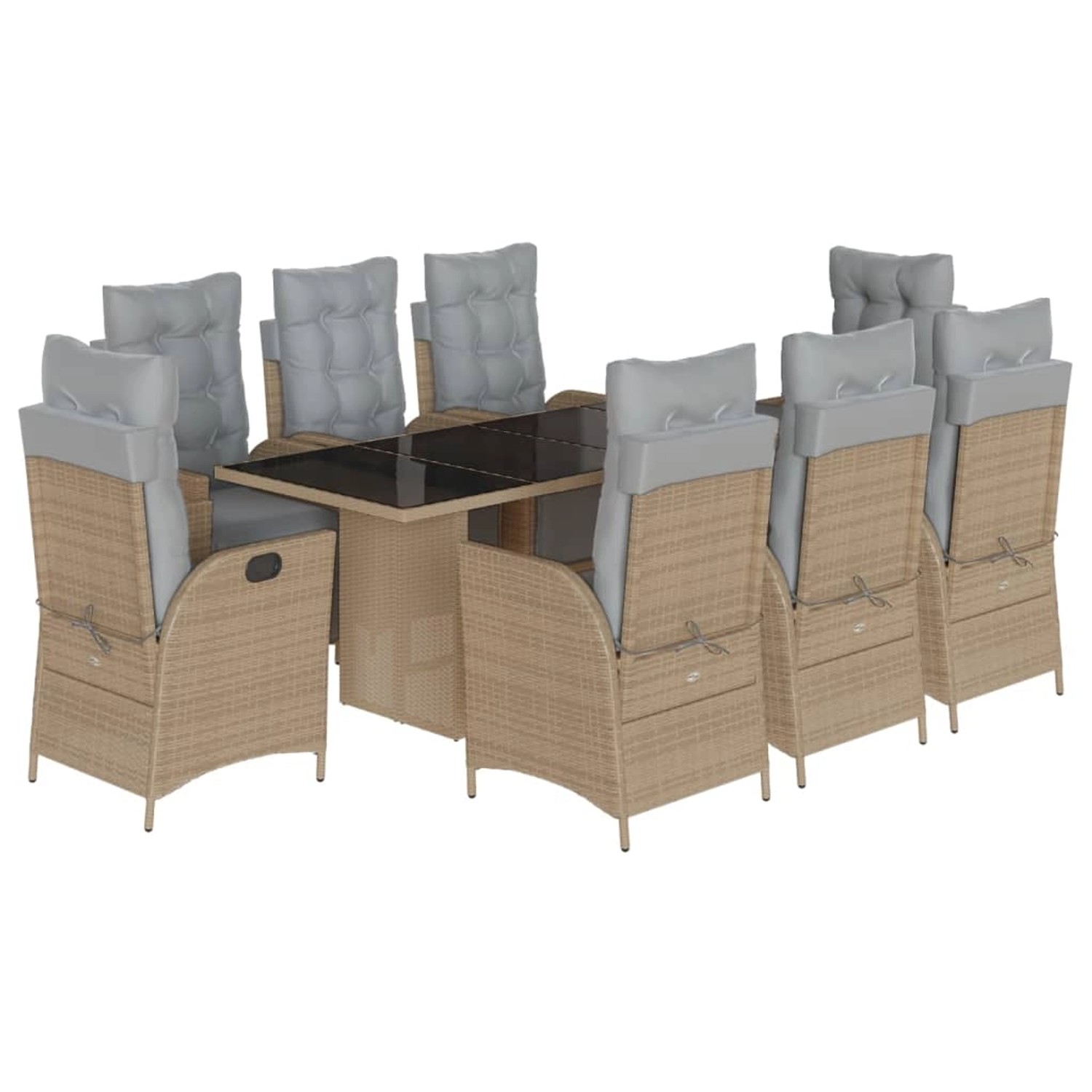 vidaXL 9-Tlg Garten-Essgruppe mit Kissen Beigemischung Poly Rattan 3213361 günstig online kaufen