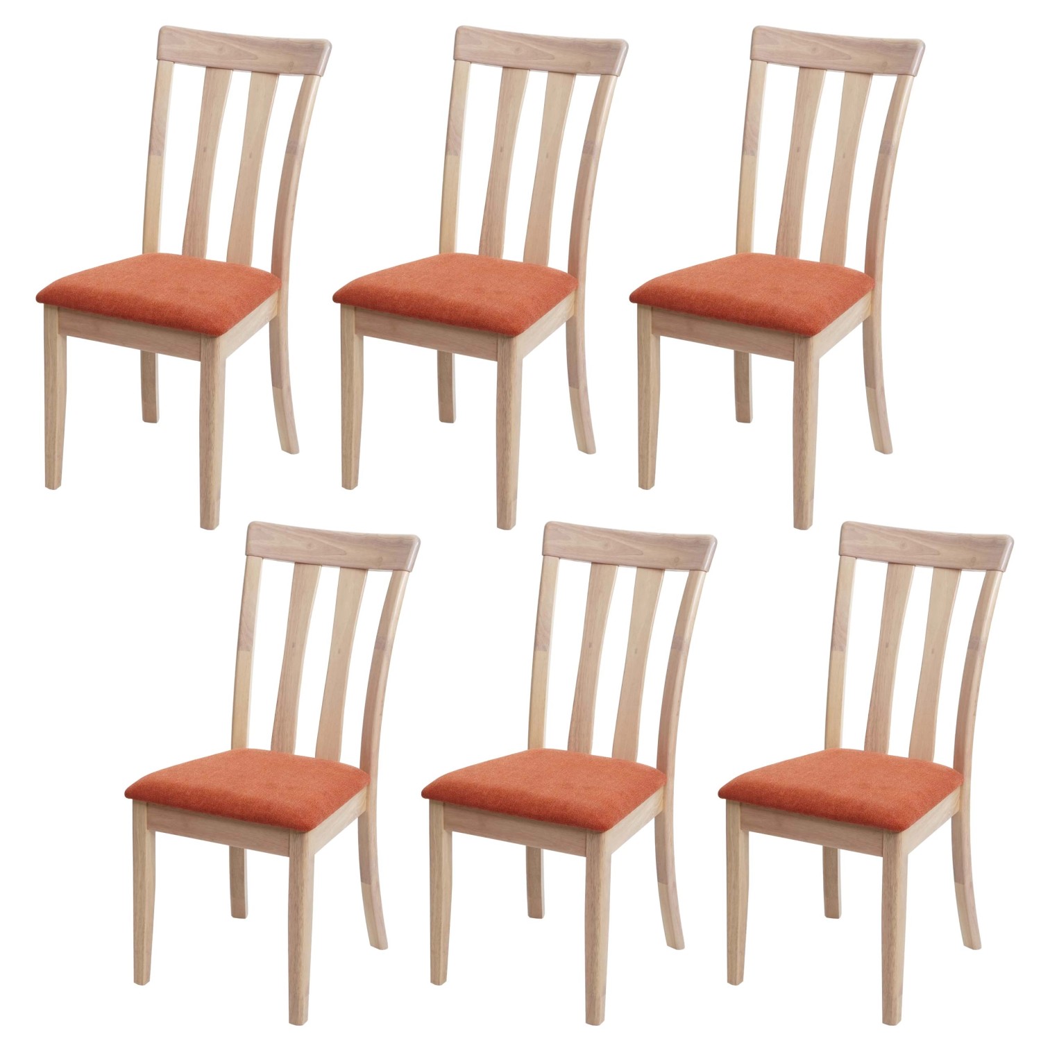 MCW Esszimmerstuhl G46 6er-Set Naturfarbenes Gestell Orange günstig online kaufen