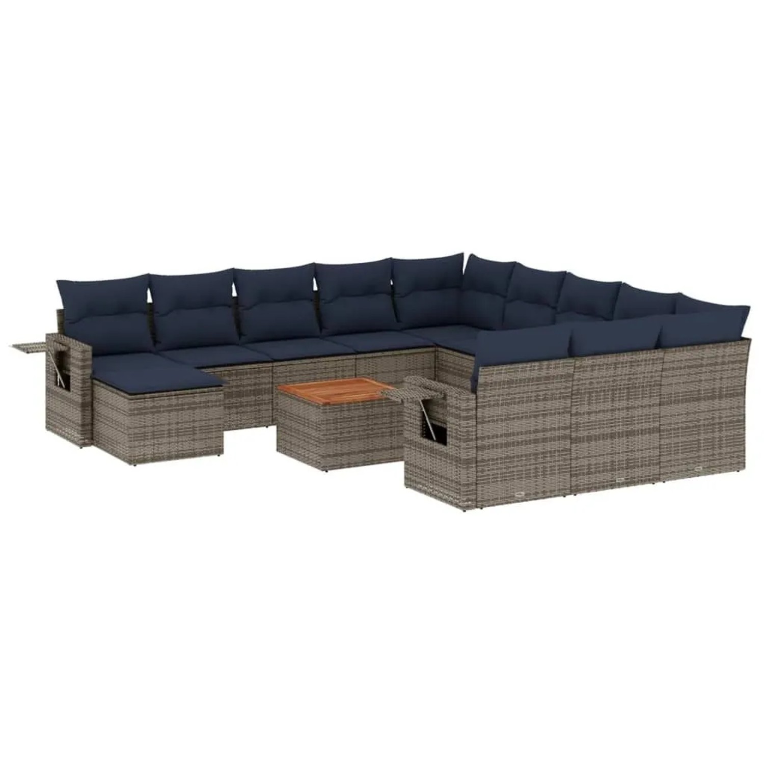 vidaXL 13-Tlg Gartensofa-Set mit Kissen Grau Polyrattan 3224871 günstig online kaufen