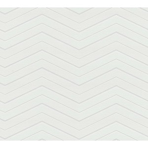 Weiße, überstreichbare Vliestapete mit modernem Zackzack Muster für Wohn- und Kinderzimmer.