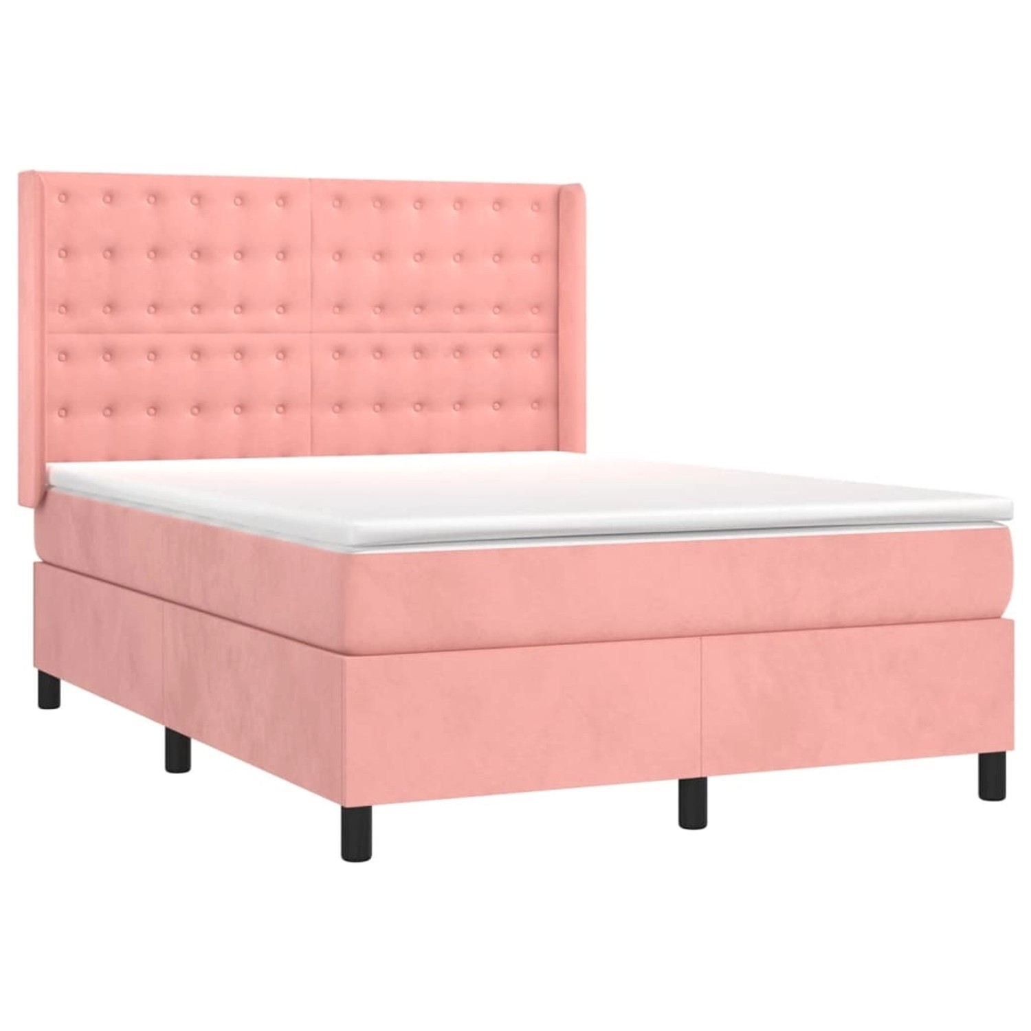 vidaXL Boxspringbett mit Matratze & LED Rosa 140x190 cm Samt 3139804 günstig online kaufen