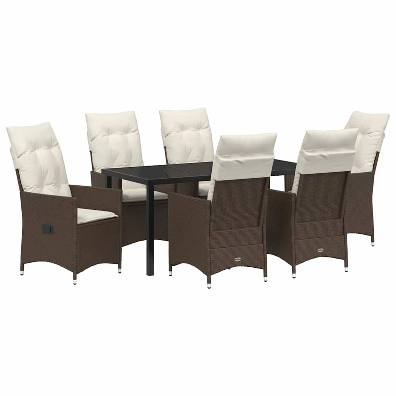 vidaXL Garten Essgruppe mit Kissen 7-Tlg Braun Poly Rattan 3379545 günstig online kaufen