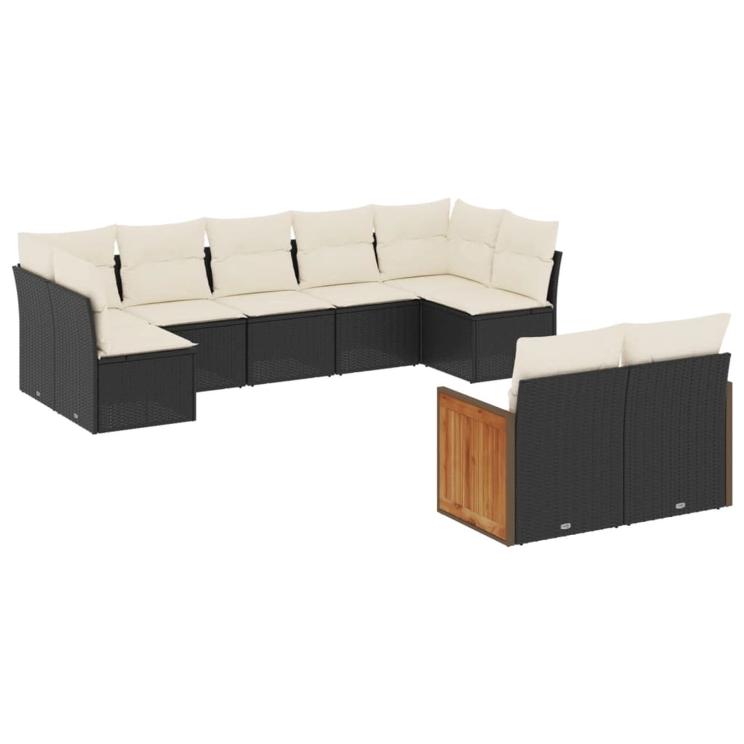vidaXL 9-Tlg Garten-Sofagarnitur mit Kissen Schwarz Poly Rattan 3260369 günstig online kaufen