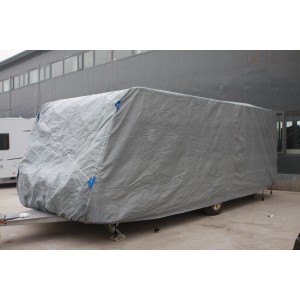 Graue Wohnwagen Abdeckhaube Größe XL von Garden Pleasure schützt vor Wettereinflüssen.