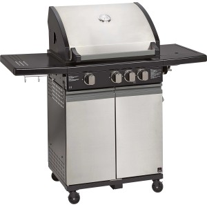 Jamestown Thunderbay 3-Brenner Gasgrill mit Seitentisch und Edelstahl-Design.