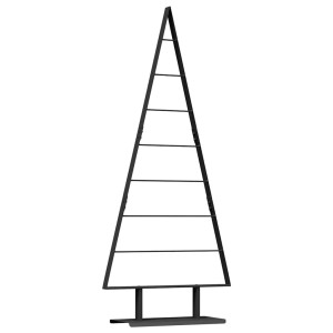 Schwarzer Metall Weihnachtsbaum 150 cm hoch mit Ständer. Minimalistisches Design aus Stahl für moderne Weihnachtsdeko.