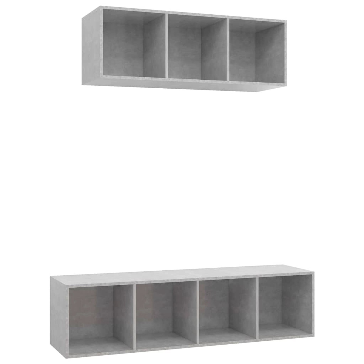 vidaXL 2-Tlg TV-Schrank-Set Betongrau Holzwerkstoff 3079794