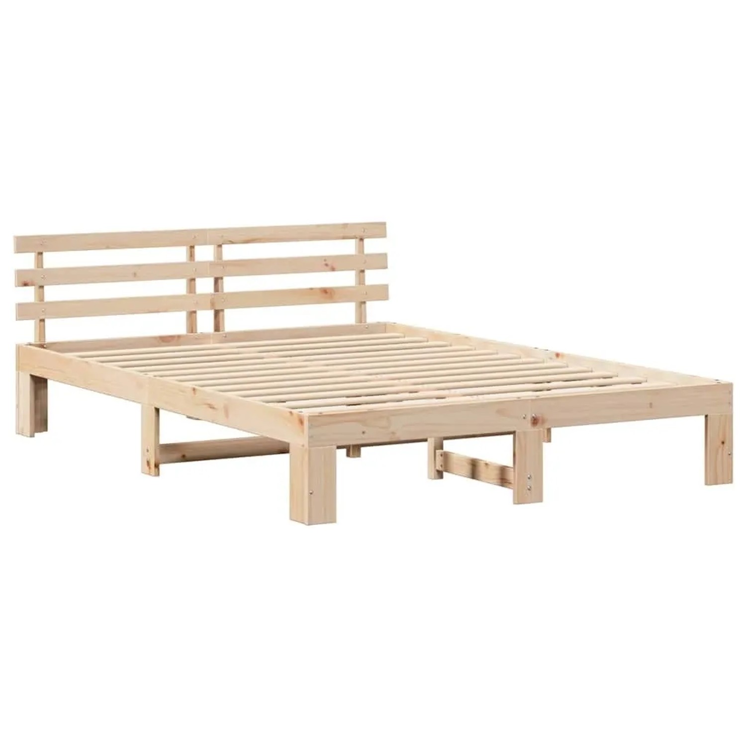 vidaXL Bettrahmen mit Kopfteil Natur 140 x 200 cm Massives Kiefernholz 872608