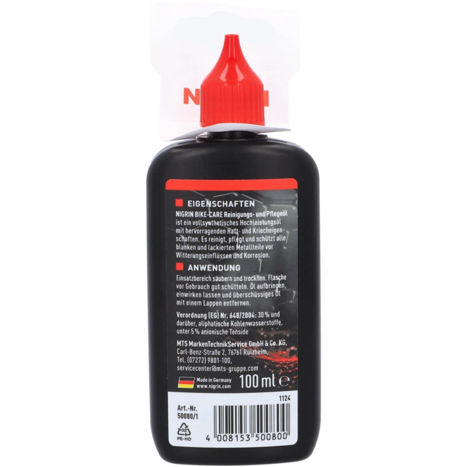 Nigrin Reinigungs- und Pflegeöl Bike-Care, 100 ml Flasche für die Fahrradpflege.