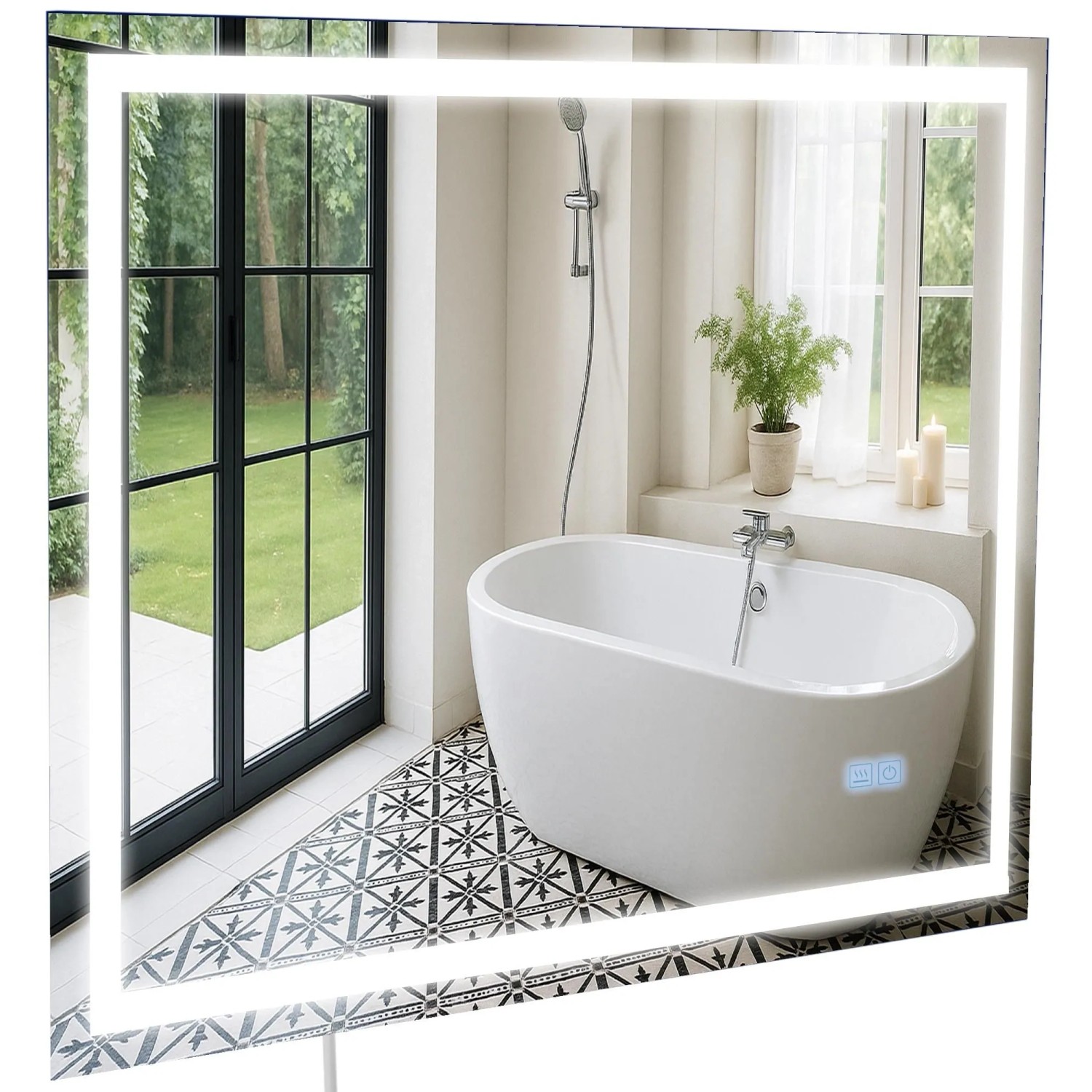 DELUKE Badspiegel GRAZ 50x70 Ohne Bluetooth 70x3,5x50cm Glas Klarglas Badezimmerspiegel Wandspiegel