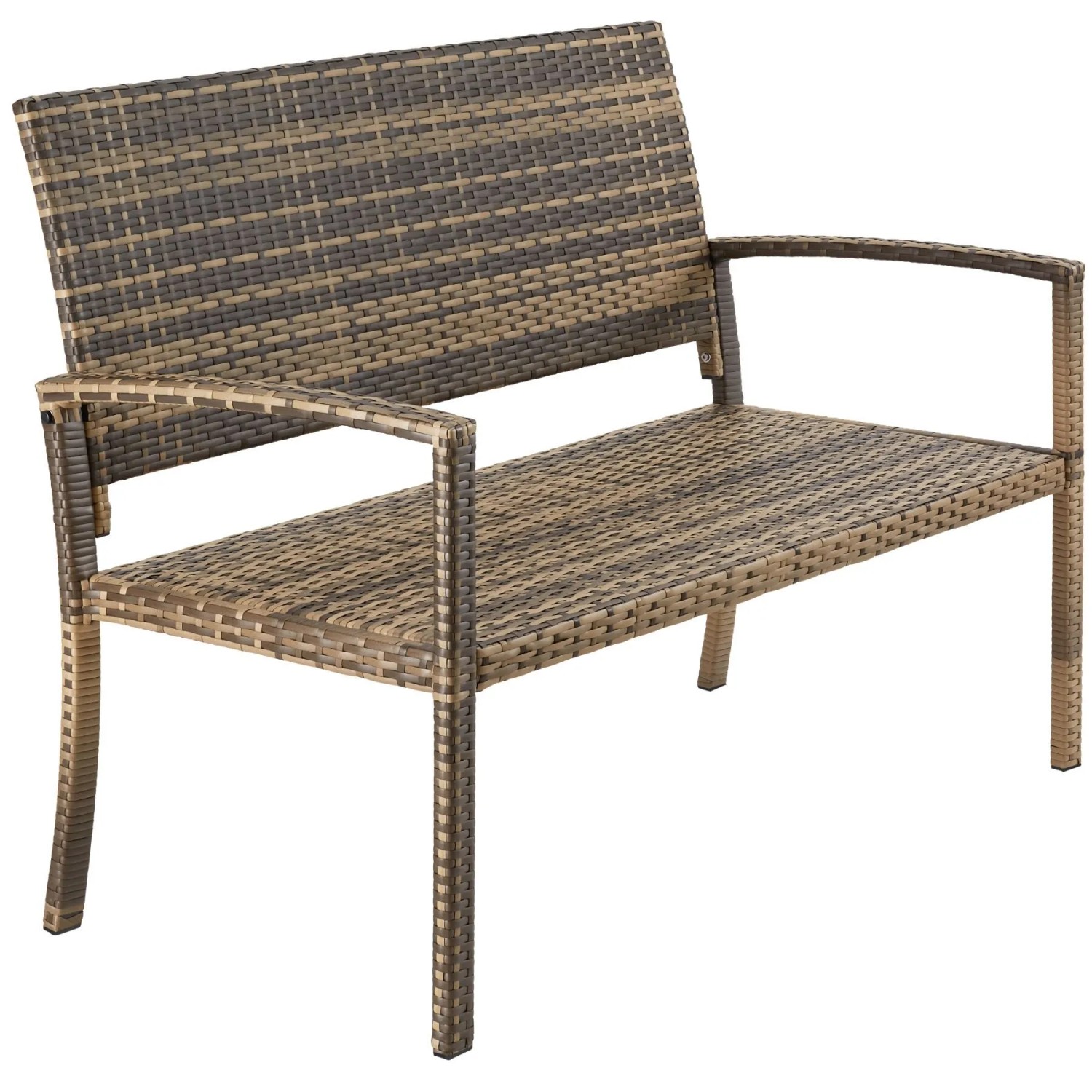 Tectake Rattan Gartenbank Murat 2 Sitzer Wetterfest  125 x 62 5 x 90 cm Natur