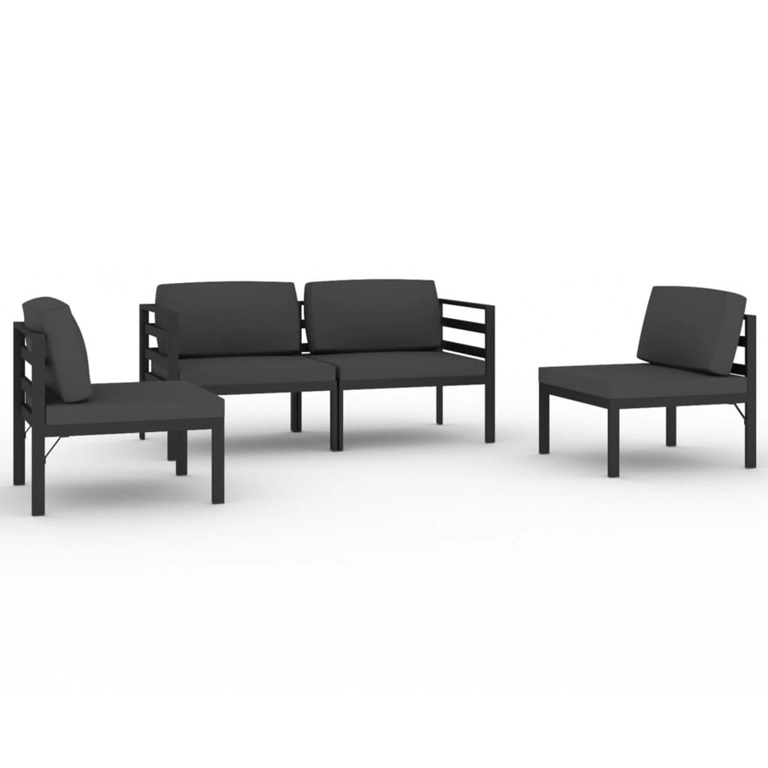 vidaXL 4-tlg Garten-Lounge-Set mit Kissen Aluminium Anthrazit Modell 5
