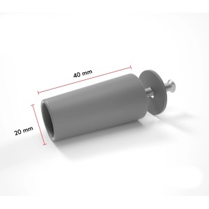 Grauer, offener Rollladenstopper 40mm aus Kunststoff mit Schraube. Für Rollladensteuerung.