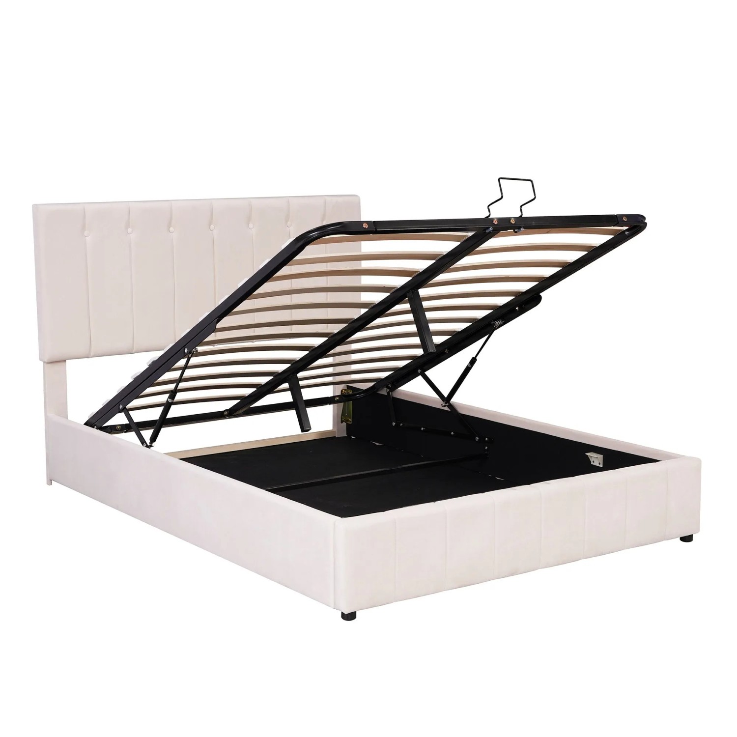 okwish Polsterbett 140x200cm mit Hydraulischem Stauraum Schlafzimmer Cremeweiß ohne Matratze