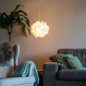 QAZQA Pendelleuchte im Landhausstil Weiß mit Federn Feather