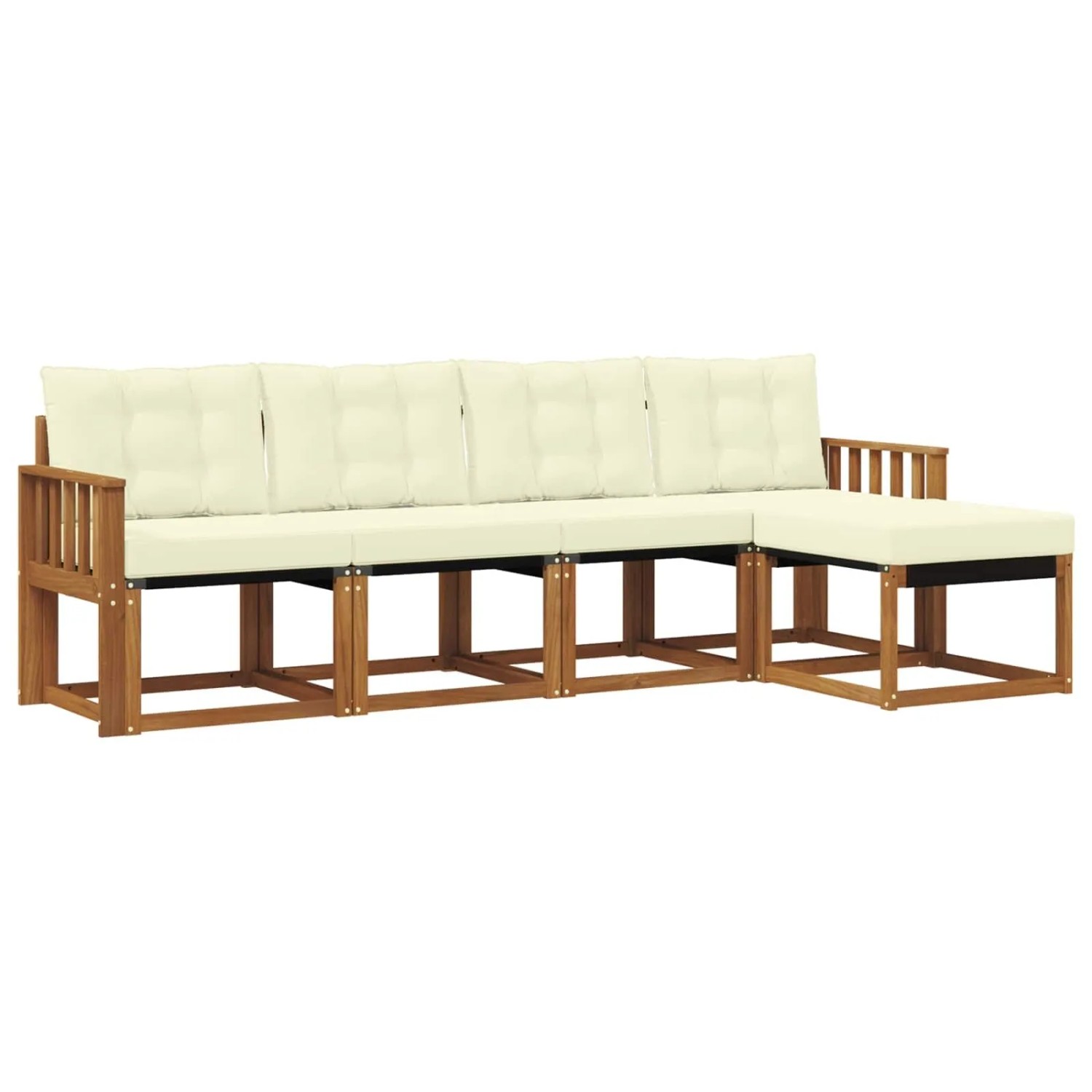 vidaXL Outdoor-Sofagarnitur mit Kissen 5-Tlg Natur und Creme 3368565