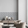 Moderne, graue Marburg Vliestapete mit grafischem Muster im Wohnraum.