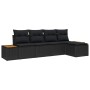 Schwarzes 5-teiliges Garten-Sofa-Set aus Poly Rattan mit Kissen von vidaXL.