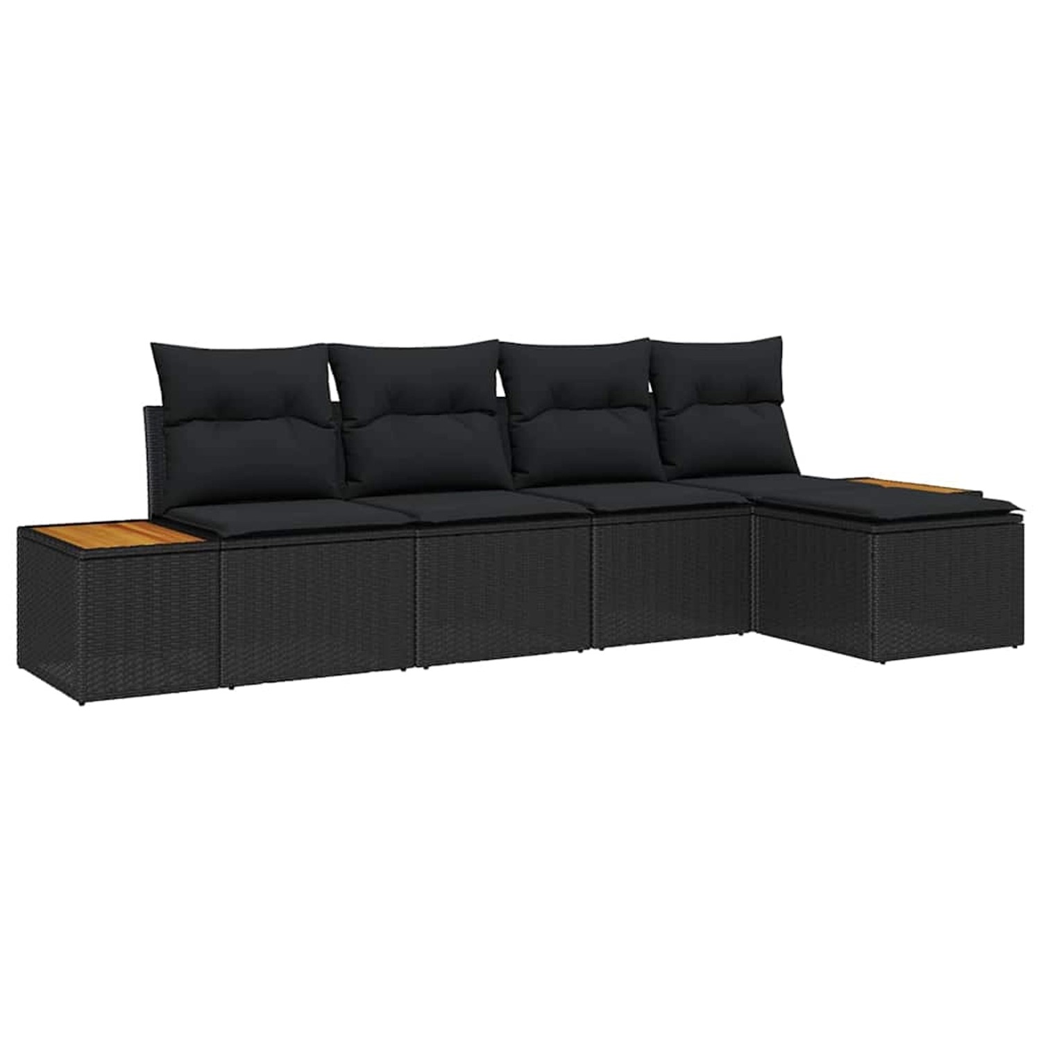 vidaXL Garten-Sofa-Set mit Kissen 5-Tlg Schwarz Poly Rattan 3348064 günstig online kaufen