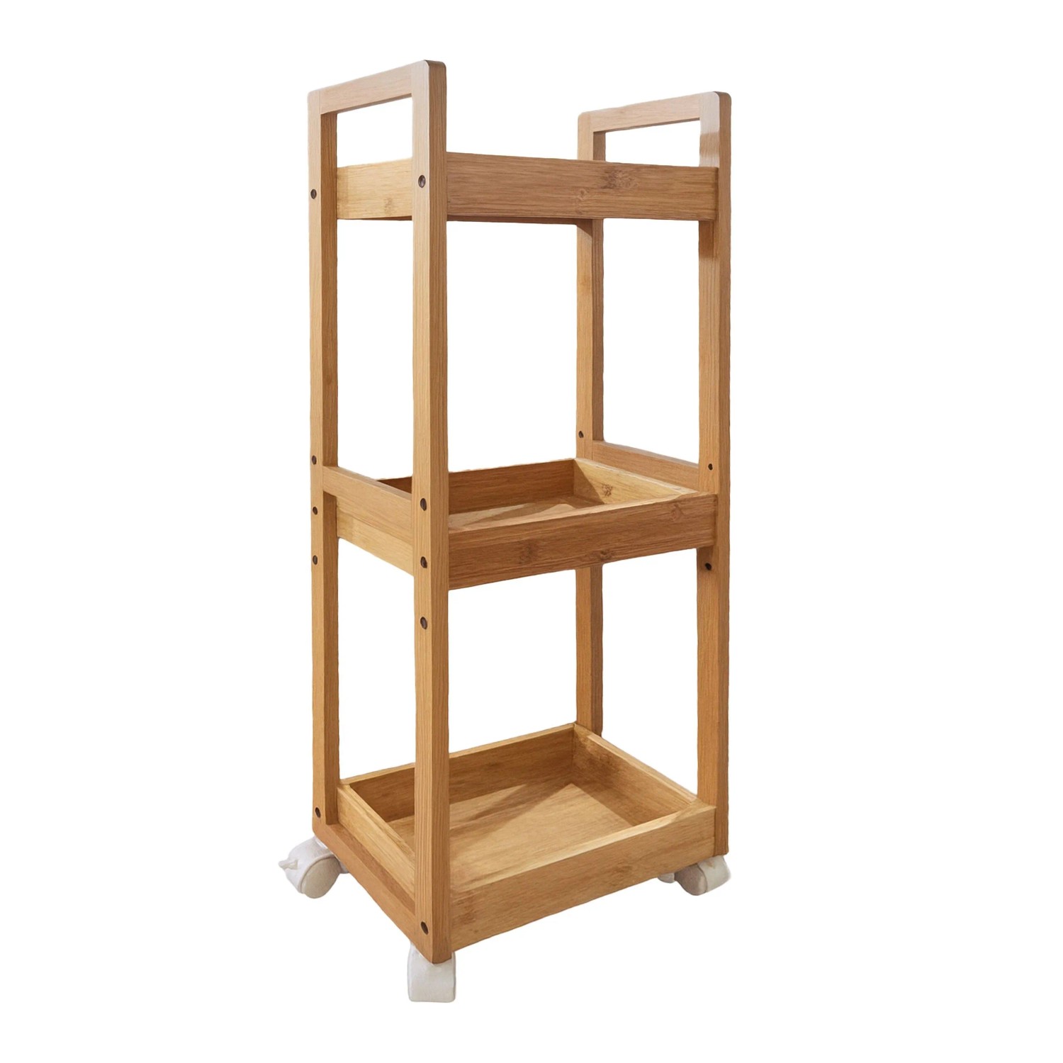 Relaxdays Rollwagen Bambus Natur Höhenverstellbar mit Rollen 80 cm x 30 cm x 20 cm 2,4 kg
