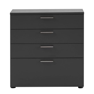 Schildmeyer Unterschrank-Kommode Serie 1500 in Anthrazit mit 4 Schubladen und silberfarbenen Griffen.