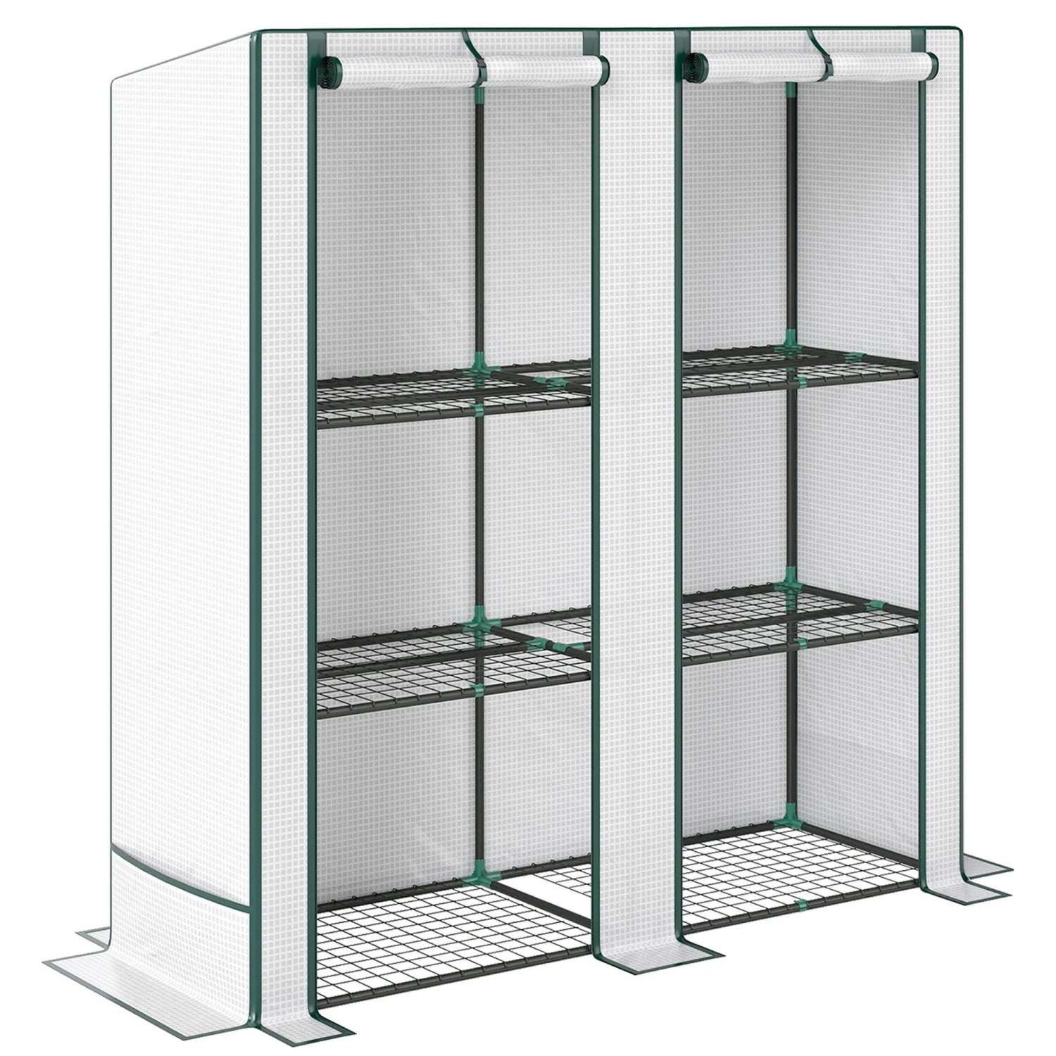 Image of Furnicato Mini Gewächshaus 3 Ebenen Regal 144x48x152 Cm Weiß