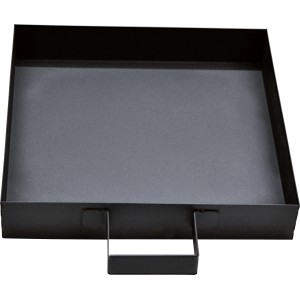 Aschekasten für Kaminofen Arrezzo, schwarz, quadratisch mit Griff.