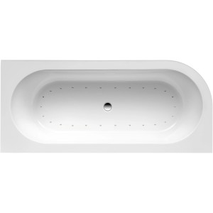 Ottofond Whirlpool Modena Corner Links, weiße Eck-Badewanne mit Düsen von oben.