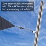 Detailaufnahme Sonnensegel-Set: Anthrazitfarbenes Segel, Edelstahlmast mit Höhenverstellung und Befestigung.
