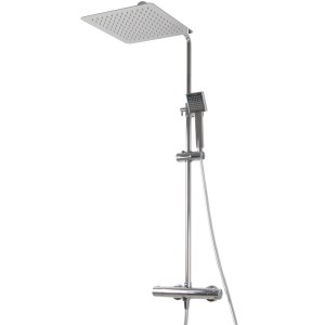 PaulGurkes Aufputz Regendusche mit Thermostatarmatur und eckigem Duschkopf.