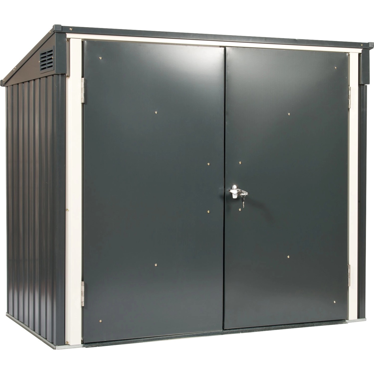 Duramax Mülltonnenbox, 154x131x96cm, Anthrazit/Weiß, abschließbare Doppeltür für 2 Tonnen.