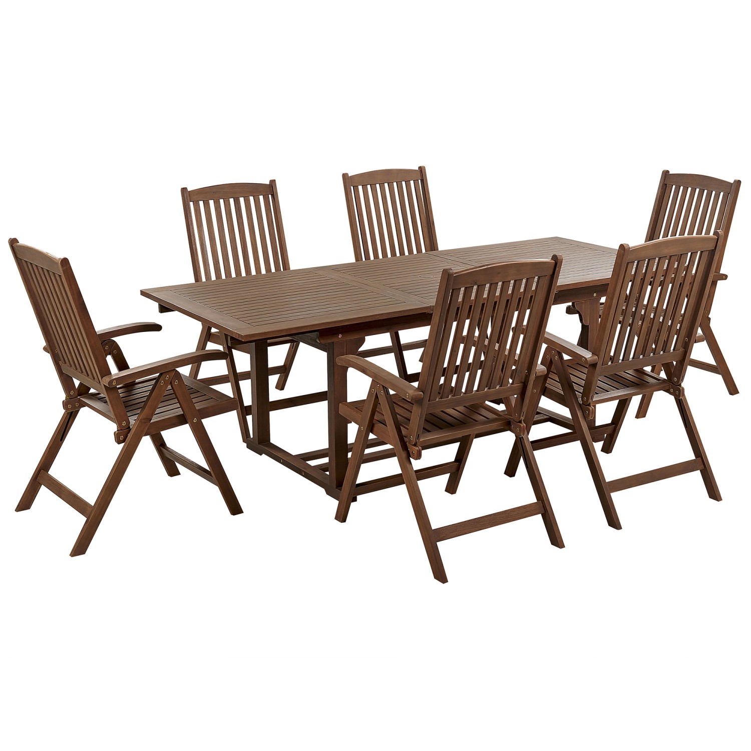 Beliani Gartentisch Set AMANTEA Dunkler Holzfarbton
