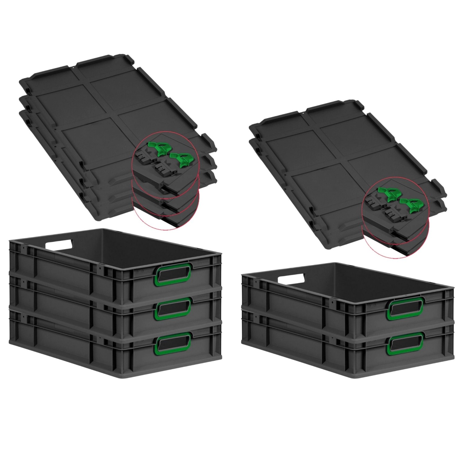 PROREGAL SuperSparSet 5x Eurobox Nextgen Color Mit Scharnierdeckel HxBxT 12 günstig online kaufen