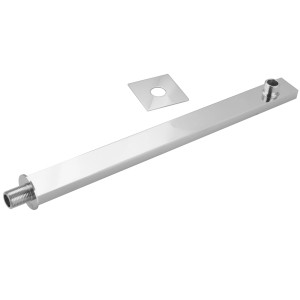 Wandarm für PaulGurkes Duschset, eckig, verchromt, mit Rosette. Für Brausesets.