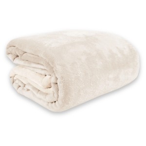 Bestlivings Kuscheldecke, 150x200 cm, Creme, Teddy Fleece Sherpa Flanell, gefaltet.