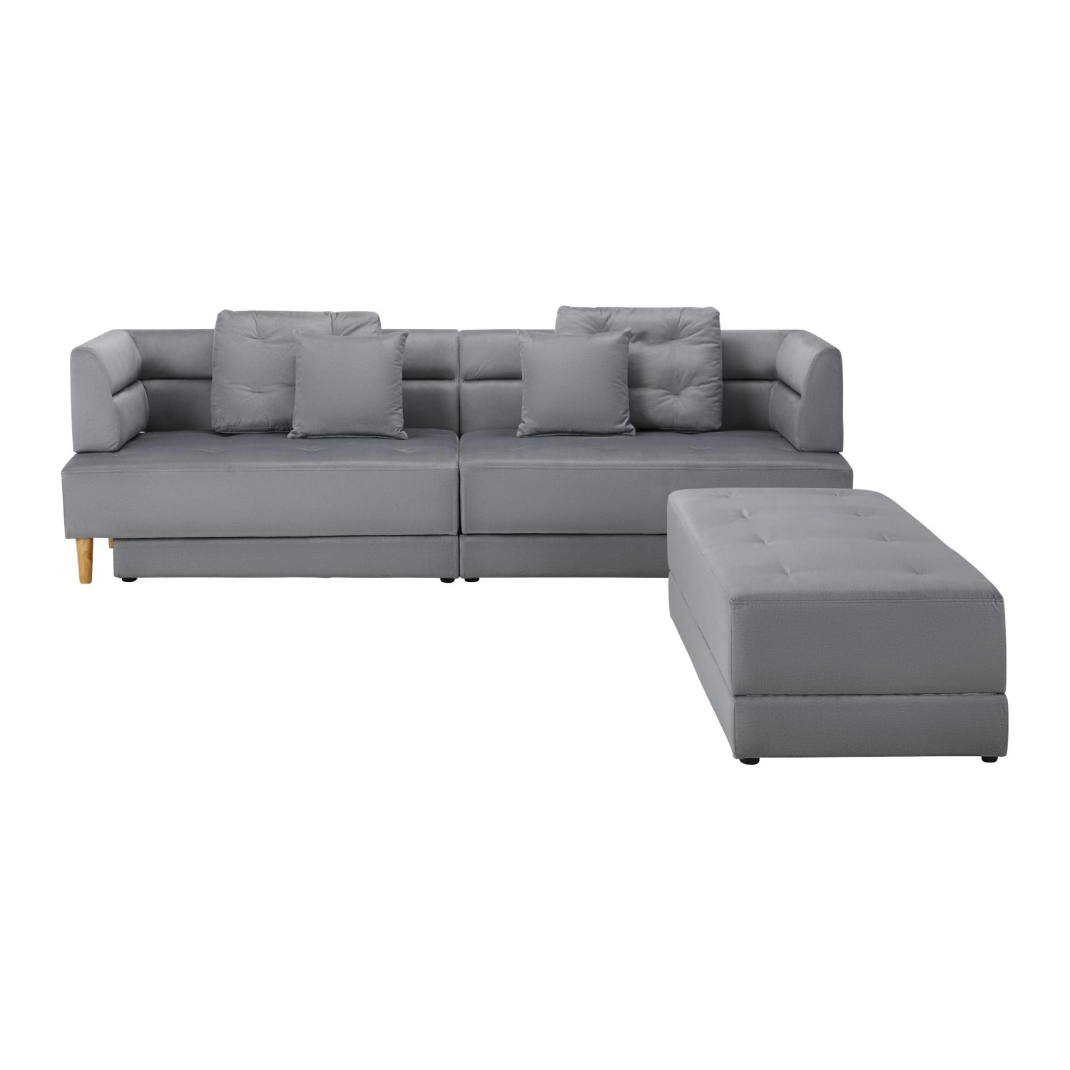 Bessagi Home Wohnlandschaft Eliza Hellgrau Samt
