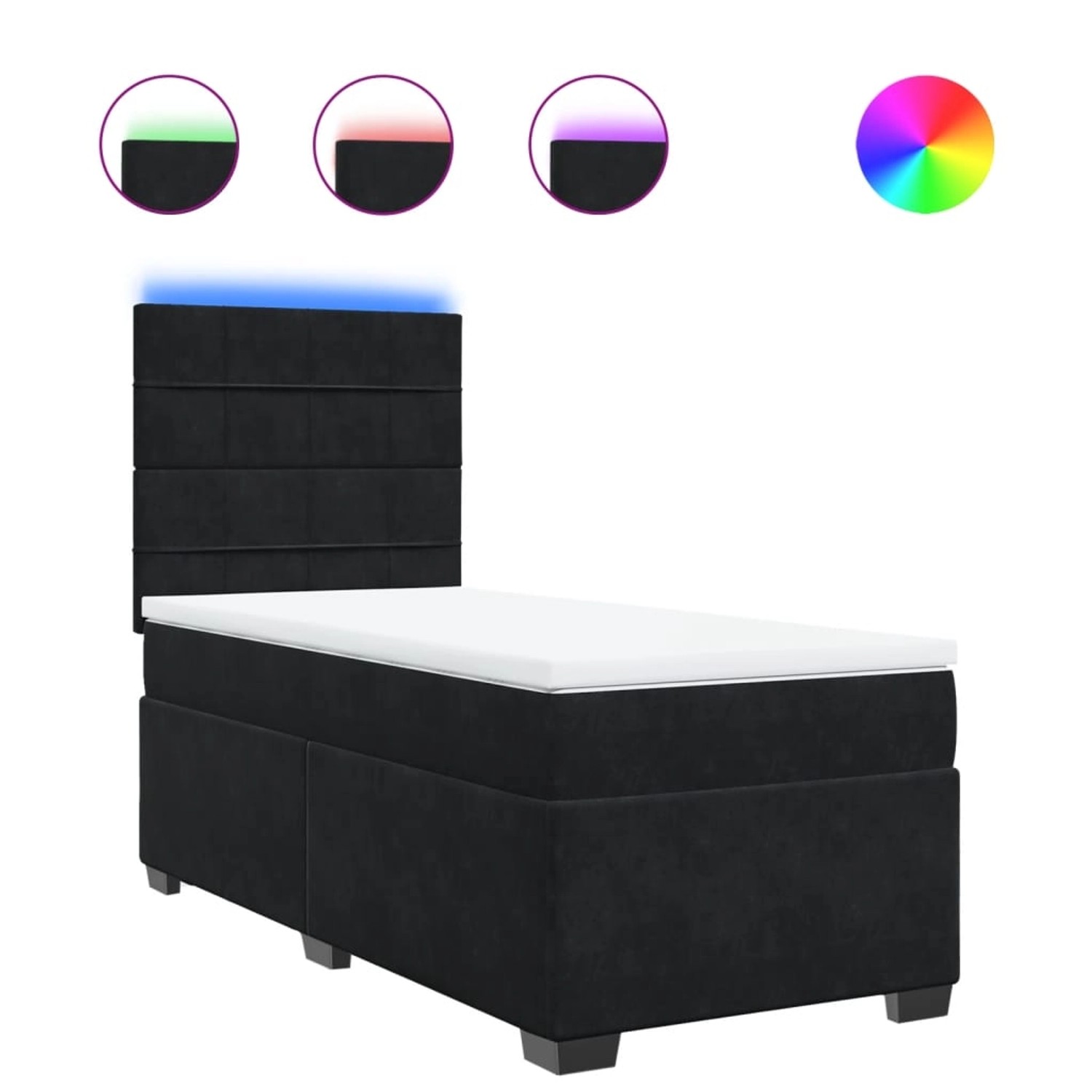 vidaXL Boxspringbett mit Matratze Schwarz 100x200 cm Samt 3293136 günstig online kaufen