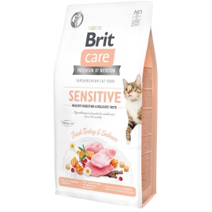 Brit Care Katzen-Trockenfutter Adult Sensitive Truthahn & Lachs, 7kg Packung.