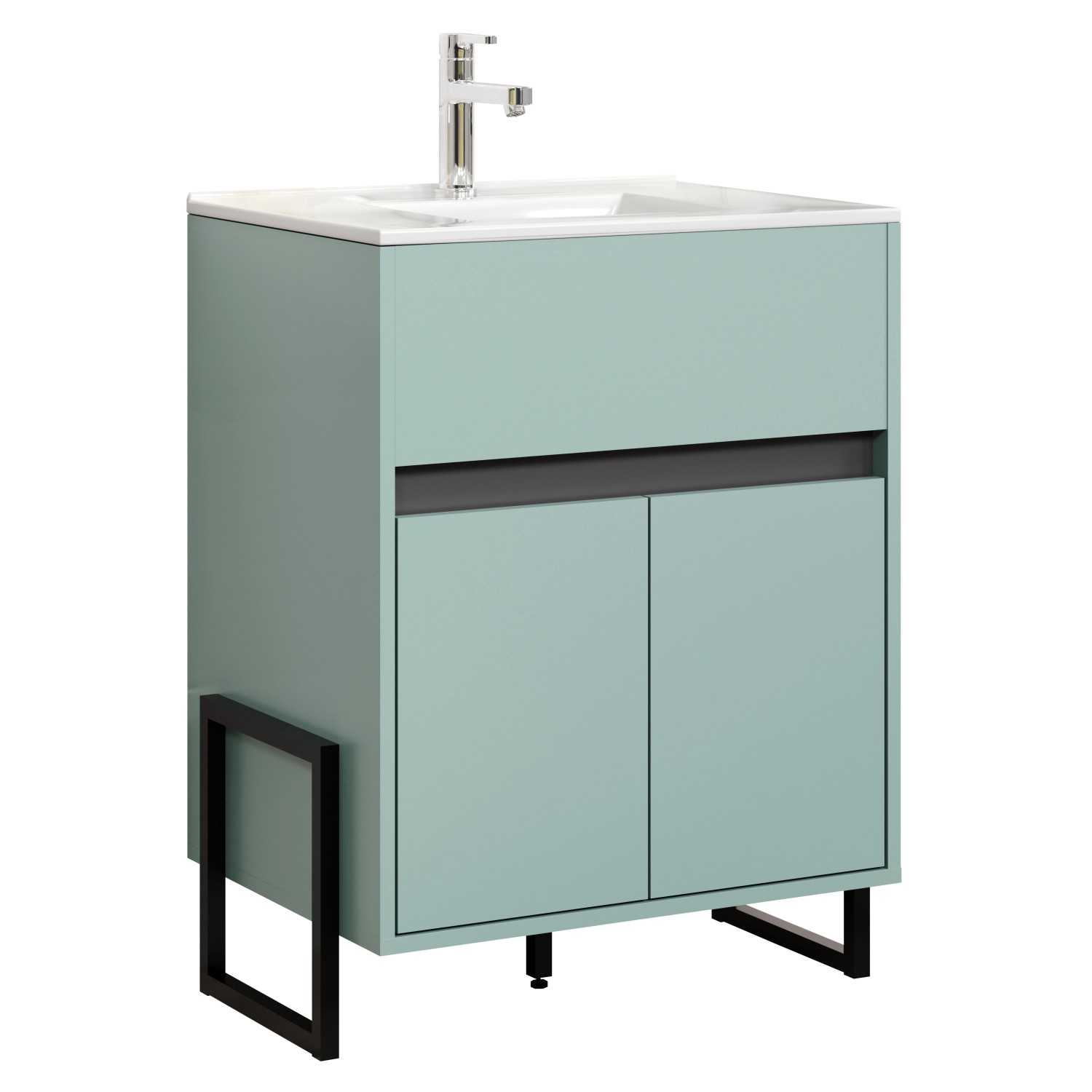 Trendteam Waschbeckenunterschrank Matix inkl. Waschbecken Dusk Blue 64 cm FSC®