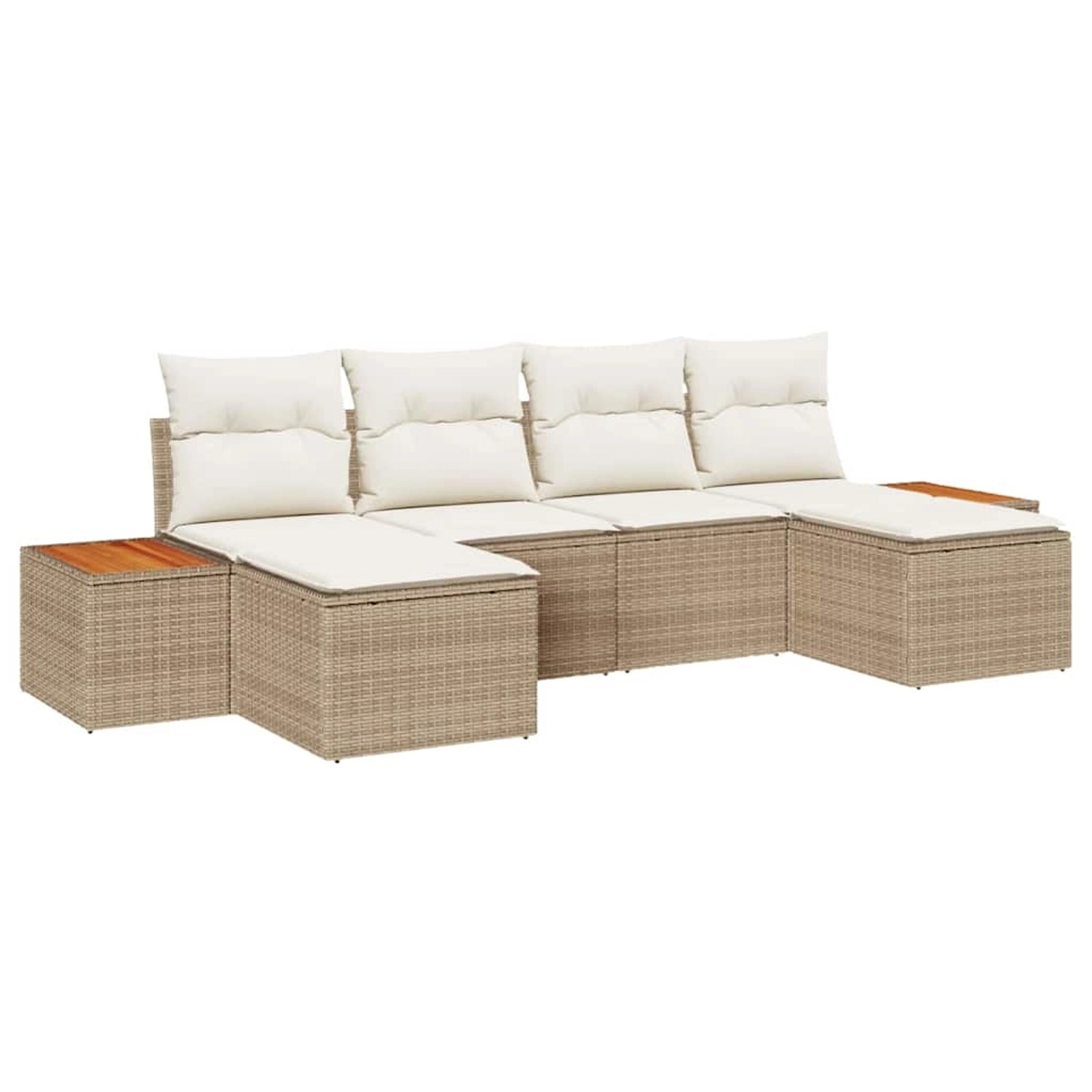 vidaXL Garten-Sofa-Set mit Kissen 6-Tlg Beige Poly Rattan 3348142 günstig online kaufen