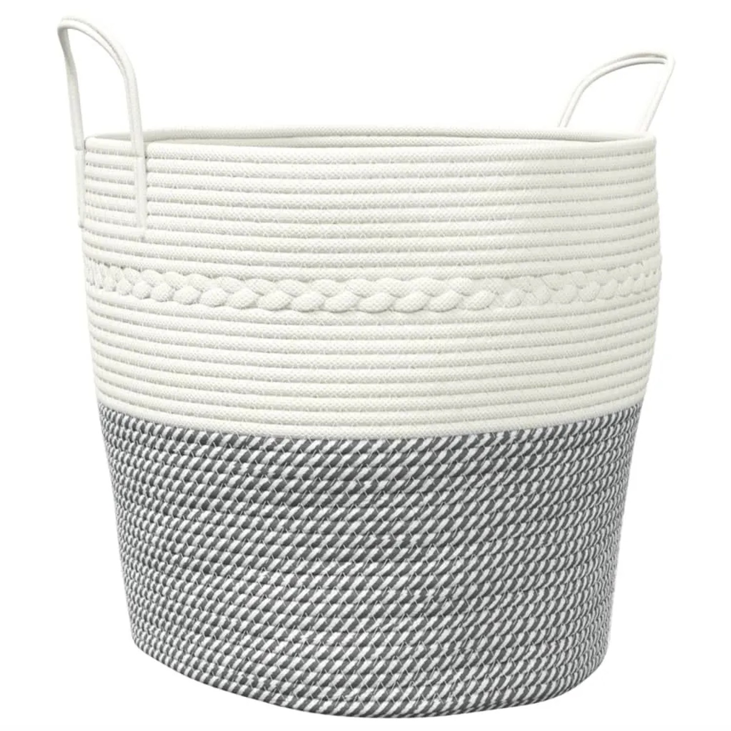 vidaXL Aufbewahrungskorb Grau und Weiß Ø43x38 cm Baumwolle 358486