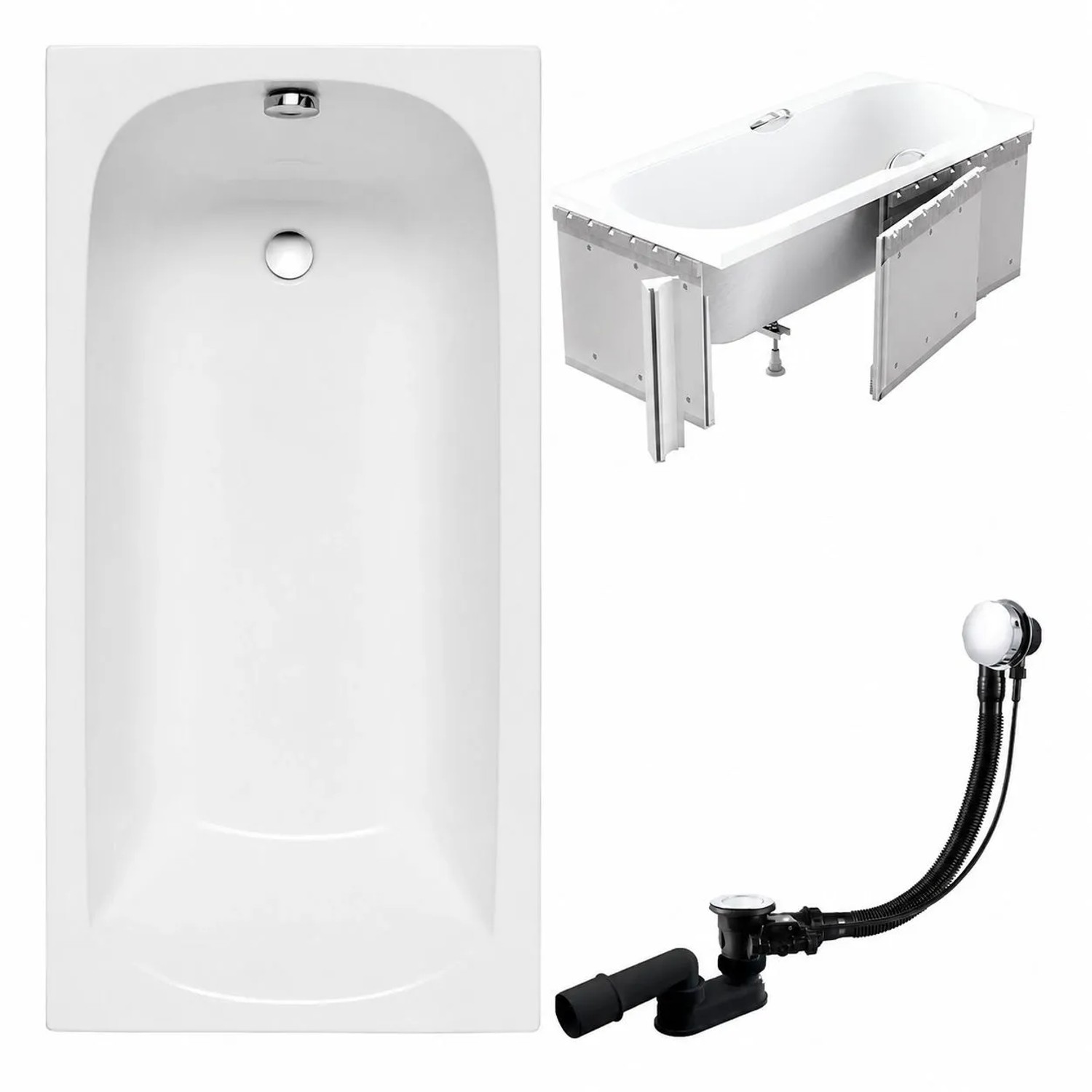 KOLMAN Badewanne Rechteck 120 x 70 Cm Mit Styroporverkleidung Inkl. Ablauf Und Füße